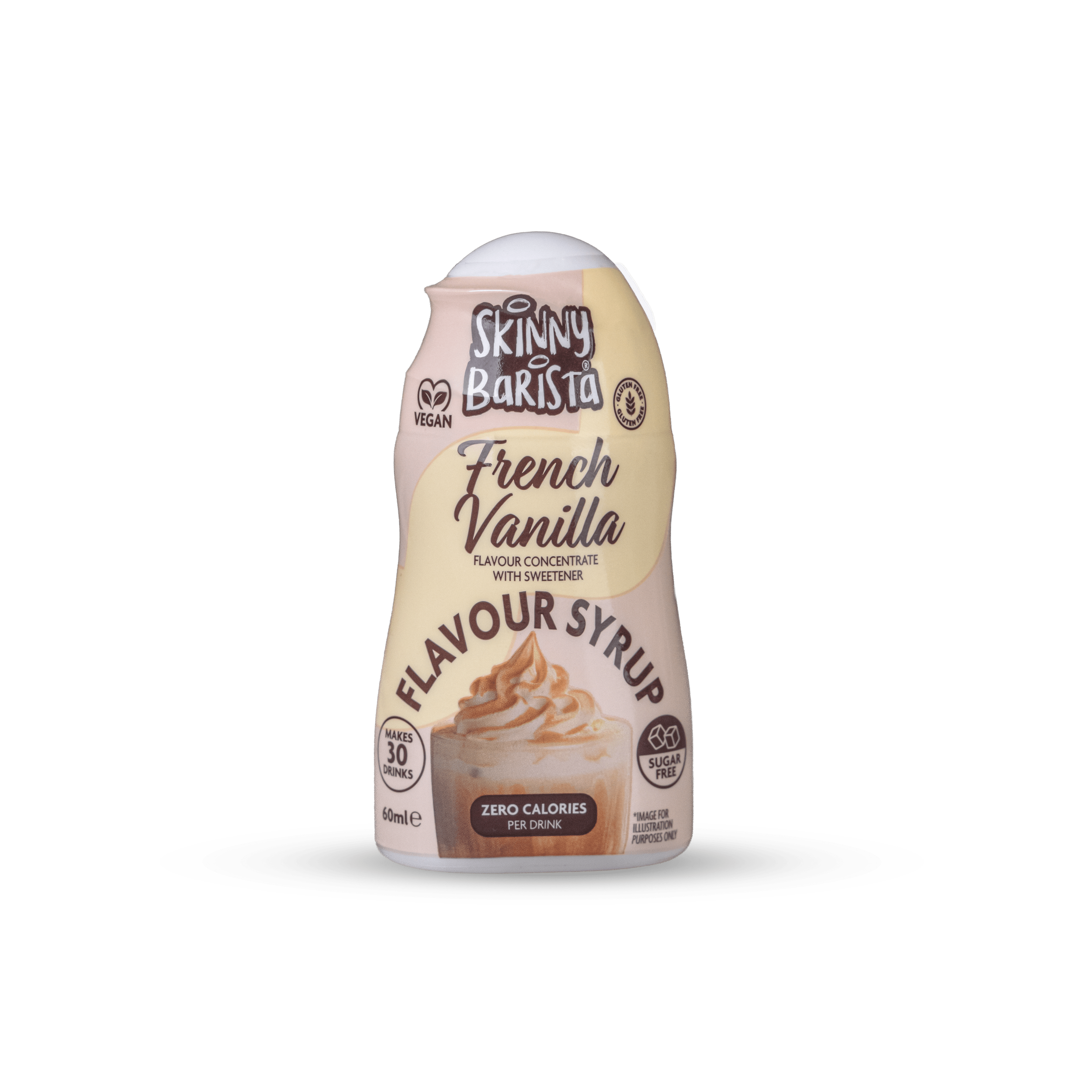 French Vanilla Flavour Barista Shot Sugar Free Skinny Coffee Syrup - 60ml