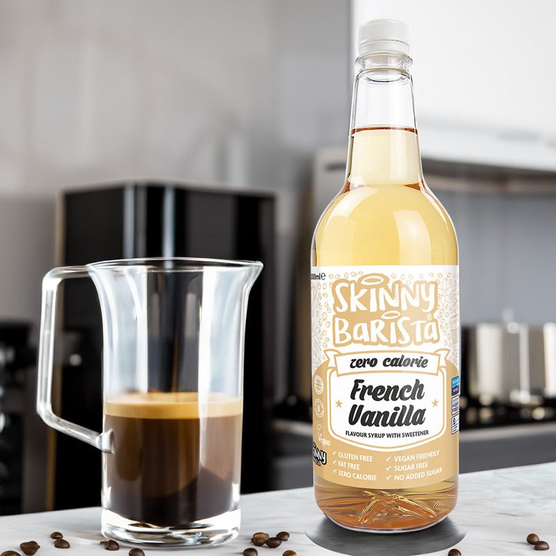 French Vanilla Flavour Syrup - Zero Calorie Sugar Free Skinny Coffee  - 1 Litre