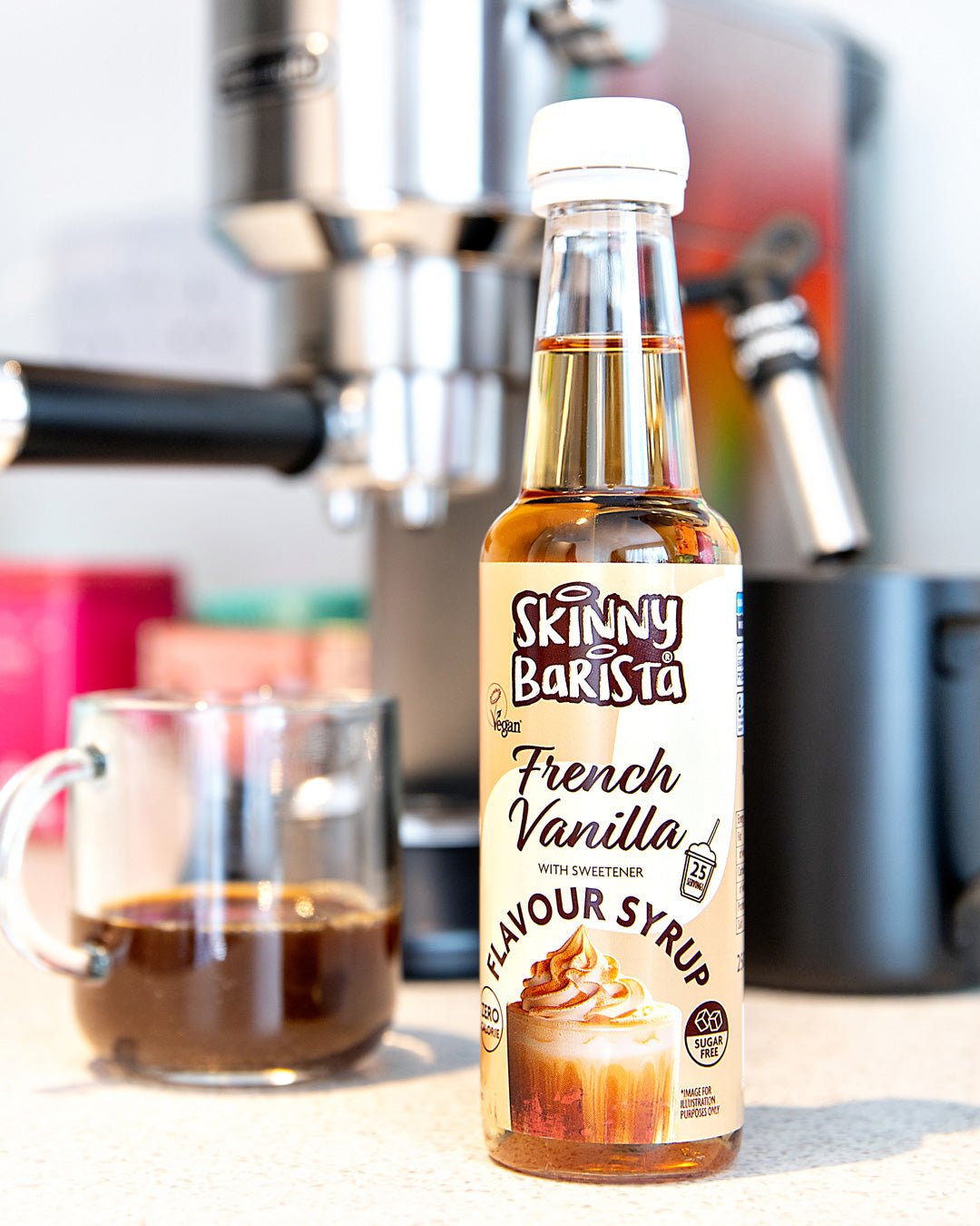 French Vanilla Flavour Syrup - Zero Calorie Sugar Free Skinny Coffee  - 250ml