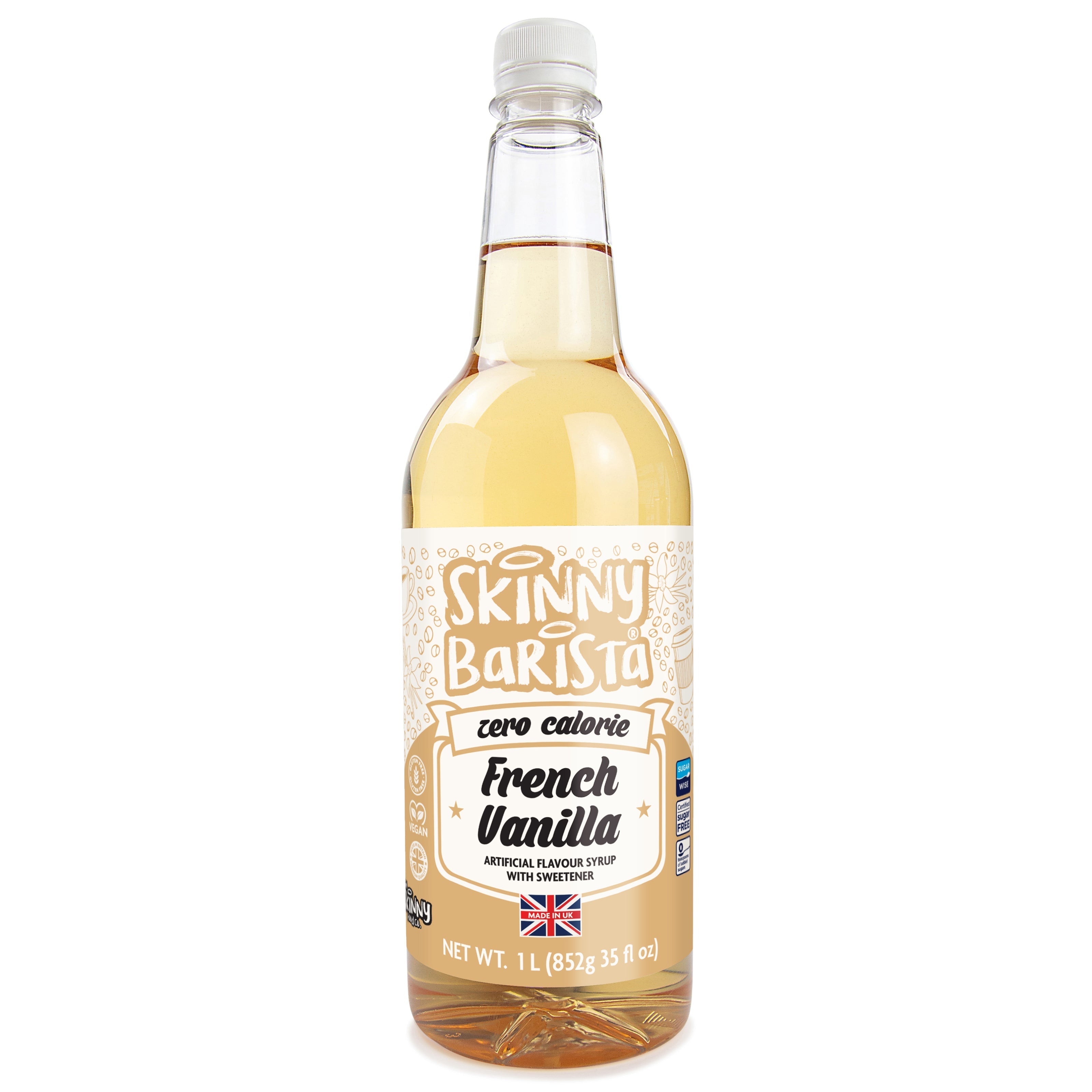 French Vanilla Syrup - Zero Calorie Sugar Free Skinny Coffee  - 1 Litre US