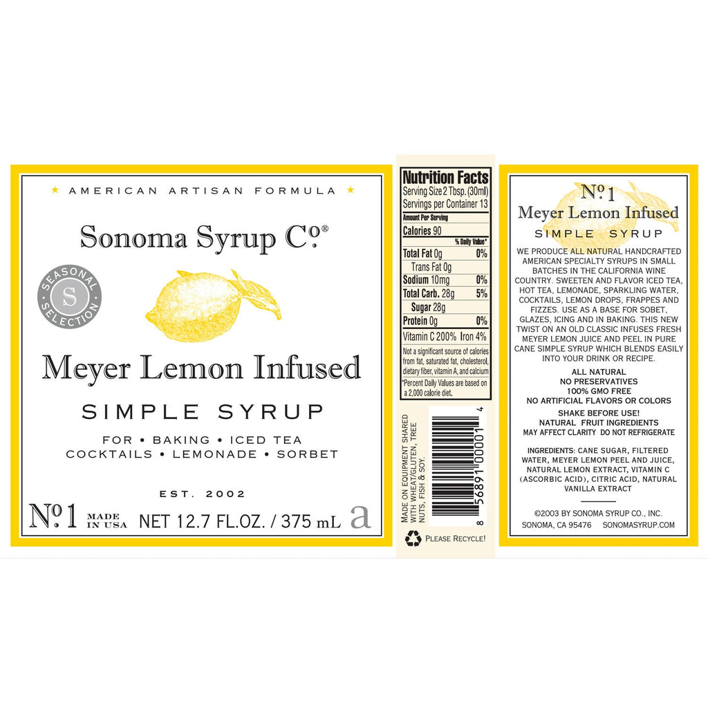No. 1 Meyer Lemon Infused Simple Syrup