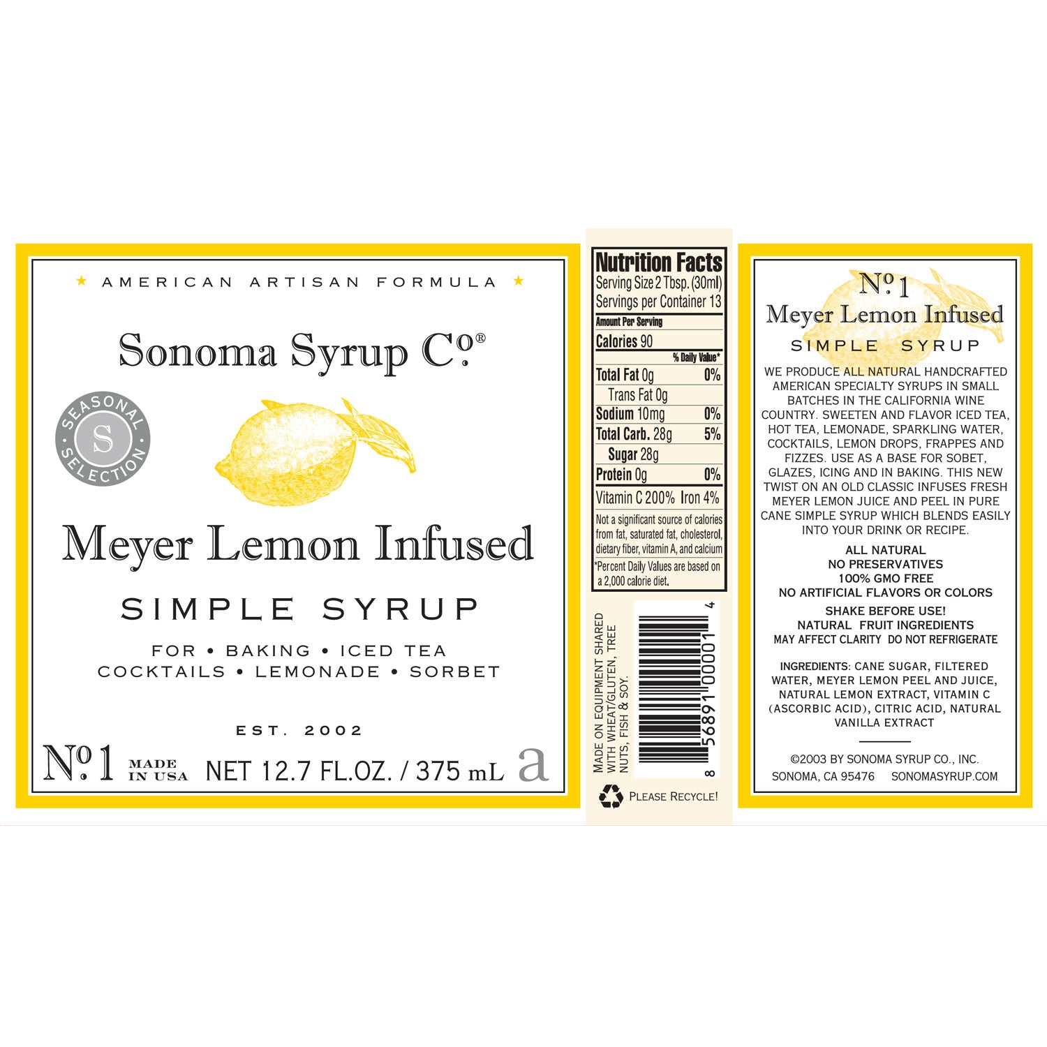 No. 1 Meyer Lemon Infused Simple Syrup