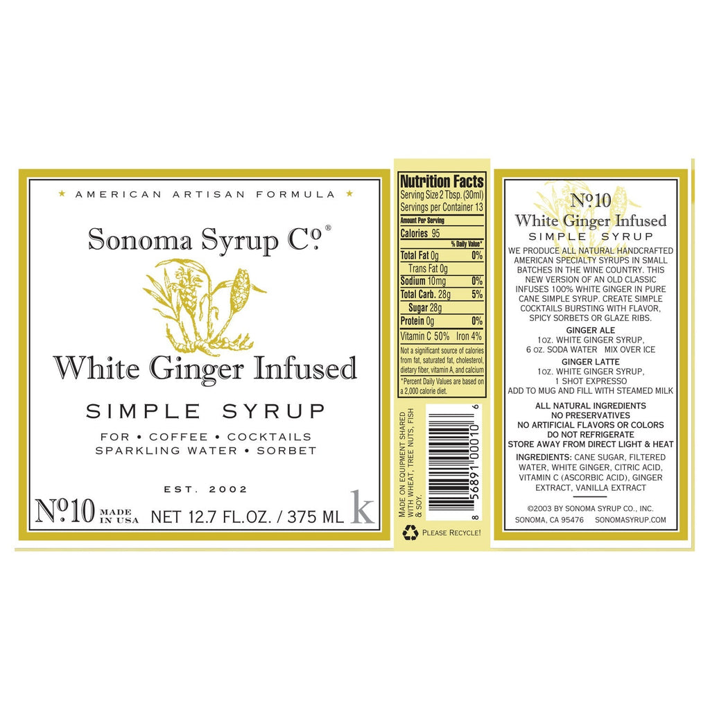 No. 10 White Ginger Infused Simple Syrup