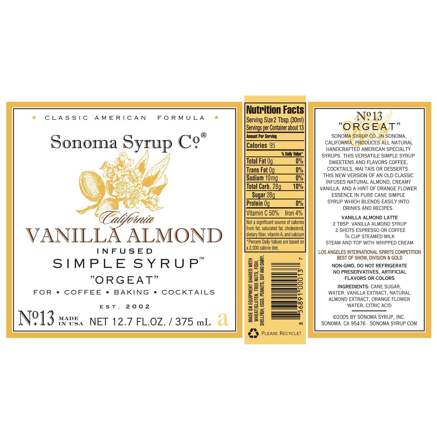 No. 13 Almond (Orgeat) Infused Simple Syrup