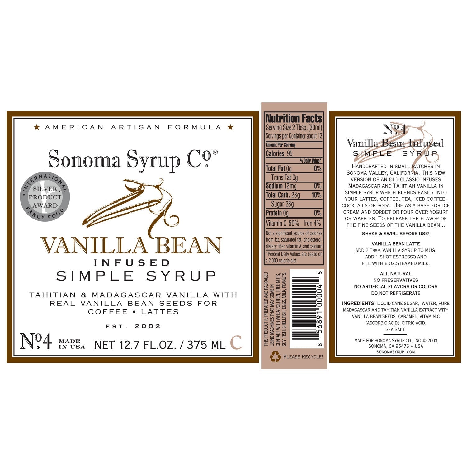 No. 4 Vanilla Bean Infused Simple Syrup